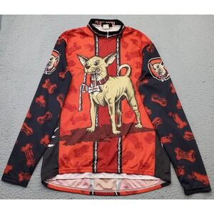 Primal Dogma Wear Cycling Jersey Mens Large Multi Dog Graphic Zip Front Made USA